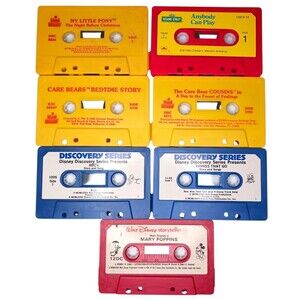 Vtg 1980's Lot of 7 Childrens Cassette Tapes Walt Disney Sesame Street Care Bear